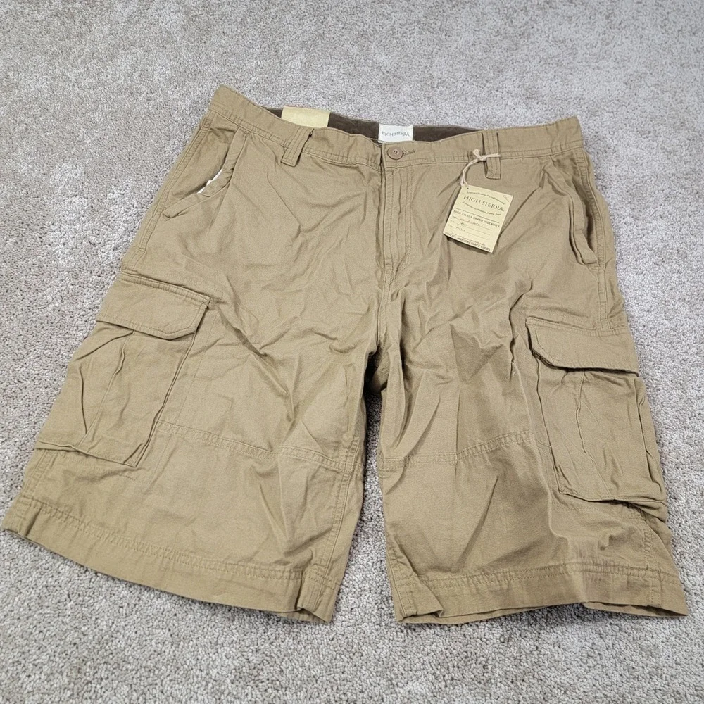 New High Sierra‎ Mens Khaki Cargo Shorts Size 40 Canvas Utility Pockets